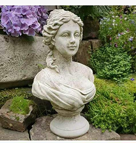 Statue de buste de femme de chambre française | Pierre reconstituée classique décoration de jardin en béton