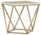 Moderner Beistelltisch geometrisch beige Marmor Optik mit goldenen Beinen Malibu