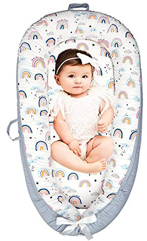 EAQ Babynest Nestchen Baby Weiches Atmungsaktives Baby Bett Perfekt für Neugeborene Geschenk 100% Baumwolle Baby Erstausstattung Neugeborene