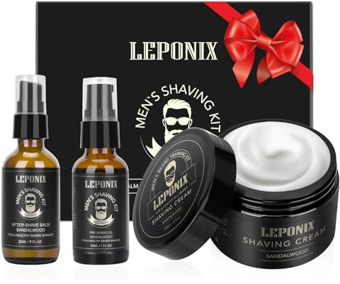 Rasierset für Männer, Essential Kit enthält Sandelholz Rasiercreme, Schnitte und Rasierbrand Rasieren, Geschenk-Set für Ihn Männer Freund