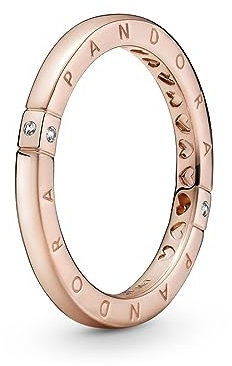 PANDORA Anello 189482C01-52 Logo e cuori