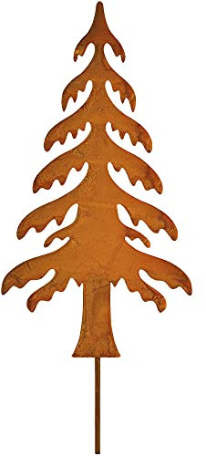 matches21 Tannenbaum am Stab Dekostecker Pflanzenstecker Gartenstecker Weihnachtsdeko Rostoptik Metall 1 STK 13x35 cm