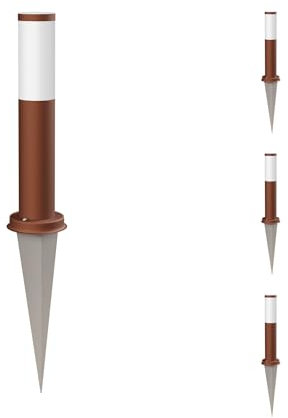 ledscom.de 4 Stück Wegelicht/Pollerleuchte/Gartenleuchte PORU mit Erdspieß für außen, IP44, 39cm, braun, 1 x E27 max. 60W