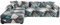 ShowyLive Sofa Überzug Couch Überzug 2er Set für Ecksofa L-Form Sofabezug 3 Sitzer+3 Sitzer, mit 4 Stück Kissenbezug, Blau Grau