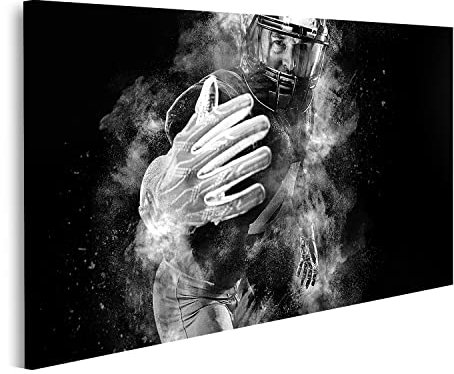 islandburner Bild auf Leinwand American Football Spieler Sportler Sportler mit Helm auf Schwarz Weiß Sport und Bilder Wandbilder Poster