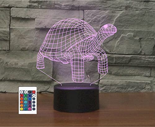 SUPERRUIDALONG 3D Marine Life Turtle Fernbedienung 16 Farben Nachtlichter Illusion Acryl LED Tisch Nachttischlampe Kinder Schlafzimmer Schreibtisch Dekor Geburtstag Geschenke Spielzeug für Kinder