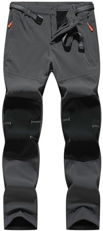 JustSun Skihose Herren Wanderhose Outdoorhose Softshellhose Trekkinghose Snowboardhose Winter Wasserdicht Winddicht Warm Gefüttert Grau M
