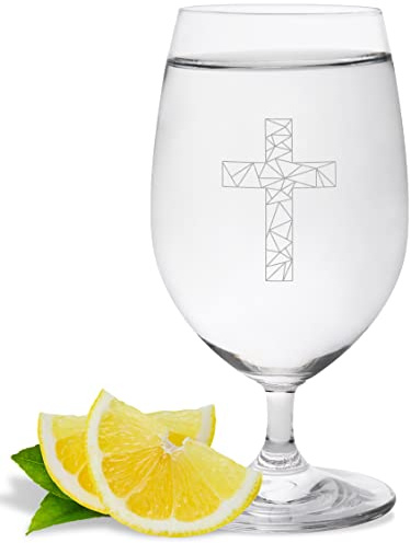 JUNIWORDS Wasserglas mit Gravur, Origami Kreuz, Wasserglas (1003511)