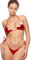 EVELUST Metallic Bikini für Damen – Retro Glänzend Silber Gold Badeanzüge Badeanzug Dreieck Tops Seitliche Krawatte Tanga Bottom Set(Red,XS,1026w)