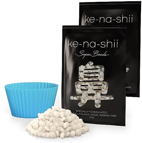 Kenashii Super Beads - Cire nasale spécialement formulée - Hypoallergénique - Pot de fusion inclus - Silicone médical - Épilation rapide, sûre et ridiculement satisfaisante du nez et des oreilles