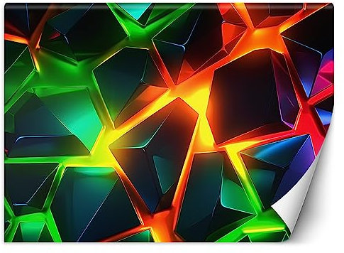 Feeby Fototapete Neon Gamer Gaming 350x245 cm mehrfarbig XXL Vlies Wandtapete Tapeten Wohnzimmer Schlafzimmer Jugendzimmer Moderne Design Wandbild Wand Dekoration Teenager 3D Effekt