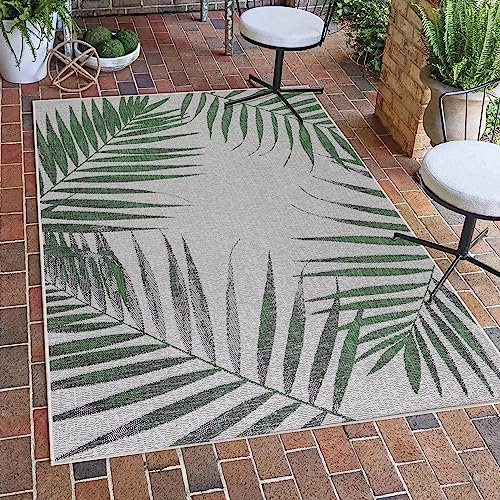 SIMPEX Outdoor Teppich, Palmen Design, Teppich Grün, 80 x 250 cm, Teppich Vintage-Stil, Küche, Balkon, Terrasse, Garten, Picknick