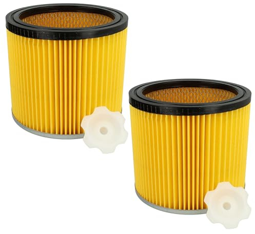 vhbw 2x Faltenfilter kompatibel mit Bosch PAS 12-50 F | PAS 850 Staubsauger - Patronenfilter Gelb Schwarz Silber