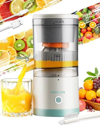 Spremiagrumi Elettrico Ricaricabile - Macchina per Succo di Agrumi con USB e Portatile, Funzione Antigoccia per Arance, Limoni, Pompelmi, Include Spazzola per la Pulizia