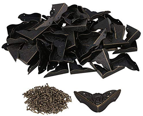 BQLZR 39x10mm Ancient Antique Bronze Desk Edge Cover Iron Box Corner Protector Pack of 200