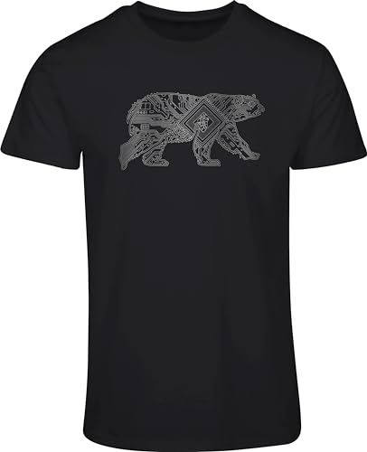 T-Shirt Programmiere Herren : CPU Bär - Halbleiter Platine Informatiker Shirts Herren -Geschenk für Computer PC IT-ler Nerd Shirt Gamer Administrator Tshirt