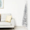 Homgoday Albero Natale Artificiale Sottile a metà Supporto Argento 150cm, Decorazioni Natalizie, Albero di Natale, Natale Artificiale Sottile Supporto