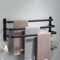 nvdsivee Handtuchhalter Ohne Bohren Schwarz Wand Handtuchstange zum Kleben für Bad Küche Badetuchhalter Aluminium mit 2 Haken Handtuchablage Schwarz 3 Schichten 30cm