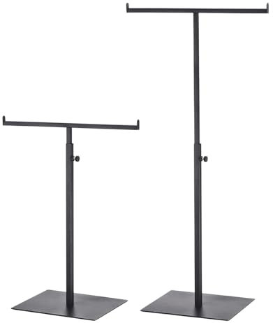 QUARKZMAN Geldbörse Display Stand T-förmig Metall 2 Pack Verstellbare Handtaschenständer Doppelter Hakenhalter Halskette Organizer für Haus Boutique Geschäft - Schwarz