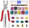 Tanstic 405Pcs(200 Sets) 9mm Double Round Cap Leather Rivets, 10 Colors Double Cap Rivet Tubular Metal Studs with Fixing Tools for DIY Leather Craft Clothes Bags Belts Shoes Decoration