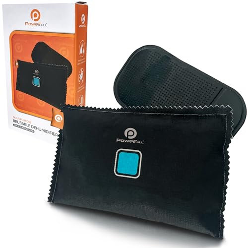 PowerFull Borsa deumidificatore riutilizzabile e tappetino di montaggio sul cruscotto, borsa condensa per interni dell'auto, ideale per l'uso del veicolo per prevenire umidità, mantenere i finestrini