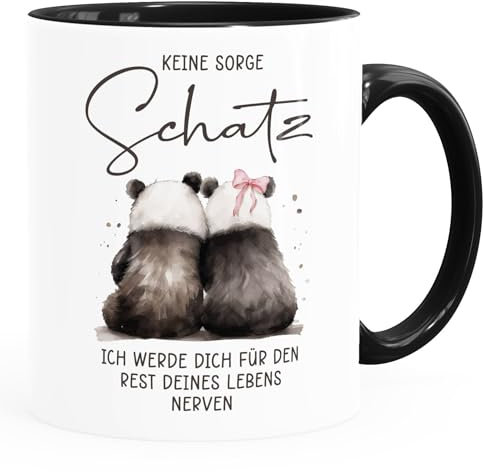 SpecialMe® Tasse Spruch Liebe Lustig Keine Sorge Schatz ich werde dich für den Rest deines Lebens nerven Geschenk weiß-innen-schwarz standard