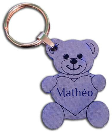 Porte-clés ourson gravé, petit modèle, personnalisez-le avec Votre Texte, 6 coloris disponibles
