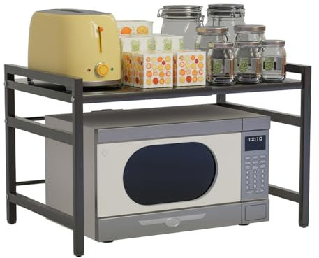 Heikoeco® Küchen Organizer, Küchenregal, Regal, Höhen & längenverstellbares Mikrowellen Regal 40-64cm + Werkzeug Küchenregal, Organizer Küche, Regal Küche