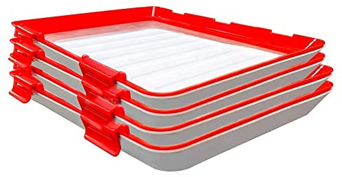 Bakkeny Frischhalte-Tablett aus Kunststoff, stapelbar, wiederverwendbar, Frischhalte-Tablett