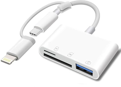 Apple MFi-zertifizierter SD-Kartenleser für iPhone, USB-C & Lightning auf SD TF Karte, USB-Adapter für iPhone 17/16/15/14/13/12/11/XS/XR/X/8 7 6, MacBook Pro Air, iPad Pro/Air, Galaxy S25/S24 (3