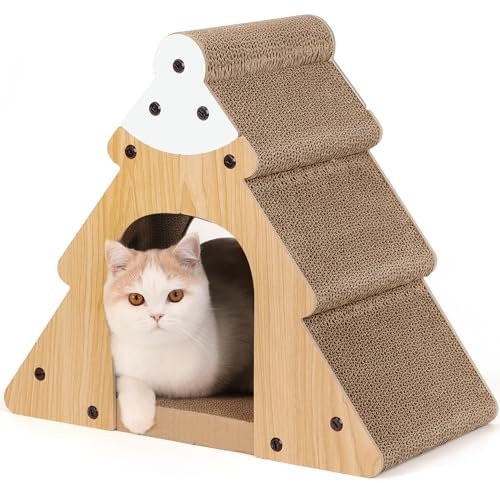 FUKUMARU Griffoir pour Chat, lit en Carton, griffoir Vertical et Horizontal, Chaise Longue Confortable comme Tunnel et canapé, Surface biseautée de 42 cm, capacité de Charge maximale 10 kg
