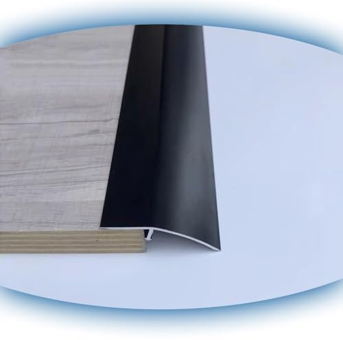 HAEKEBC Selbstklebende Türleisten Übergangsprofil Aus Metall, Schwellenübergang Höhe 20Mm, Bodenabdeckungsleisten, AntisRutsch Abschlussprofil Für Unebene Böden(Black)