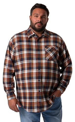 Men Plus Herren große Größen Übergrößen Menswear L-8XL Karo-Flanellhemd, Langarm, Kentkragen, Modern Fit Sandelholz XXL 832856320-XXL