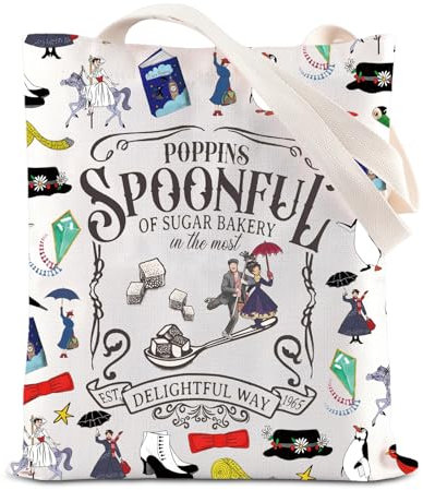 FOTAP Mary Musical Tragetasche Mary Film inspiriertes Geschenk Poppins Löffel Zuckerbäckerei auf die entzückendste Art und Weise Henkeltasche, Poppins UK 2, 14.56INCHES