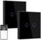 BSEED Smart ZigBee Interrupteur d'éclairage, Smart Interrupteur Mural Compatible avec Alexa et Google Home, Interrupteur Encastré 2 Gang 2 Voies Noir (Hub Requis) 2 Pièces