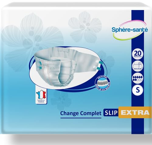 Sphère Santé - Slip Small Extra - Protection contre les fuites - Capacité d'absorption élevée - Confort élastique - Système anti-odeurs - Indicateur d'humidité