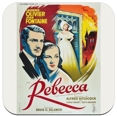 Unter Glas aus Holz – Altes französisches Filmposter Rebecca, Retro, Kinoposter, Vintage, 1 Einheit (95 x 95 mm)