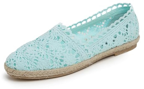 Feversole nära tå Espadrillos dam komfort andningsbara slip-on skor, Mintstickad virkad jute, 39.5 EU