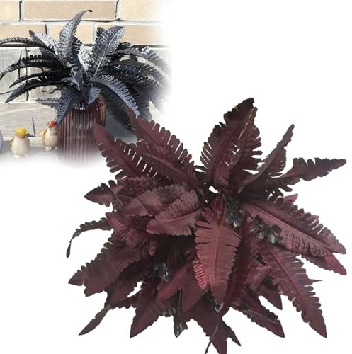 8 piante artificiali di felce persiana nera, foglie di felce nera realistica, composizione floreale, piante in seta artificiale, rami di felce artificiale, rami di stelo, decorazione per negozi di