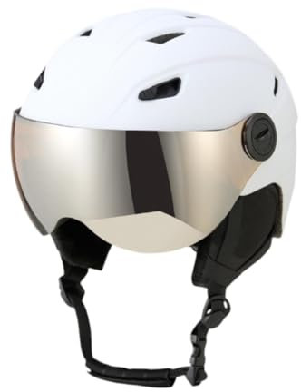 QSTDGVPW Casco da con Visiera Integrata per Snow Sports Regolable Fit, Bianco, L