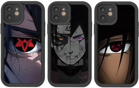 3 Stück Schutzhülle für iPhone 16 Hülle 6.1'', Anime Naruto Uchiha Itachi Sasuke mit Muster Designs Manga Mädchen Junge Case Schutz Handyhülle Stoßfest TPU Weich Ultra Dünn Cover Überlegener Schutz