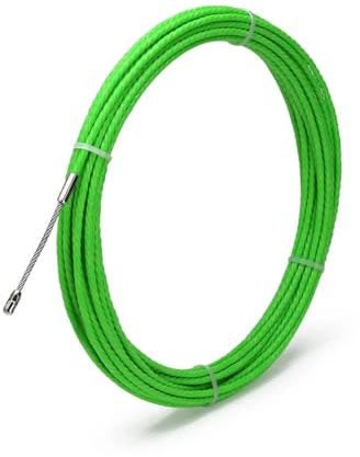 Aiguille Electricien, Tire Fil Electrique, Tire Fils Electricien Aiguille, Spiralé Flexible Aiguille Tire Fil, Aide au tirage de câbles, sangle de tirage idéale pour la pose de câbles,Vert,10 m/4 mm