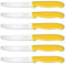targzier Tomato Knife,Set of 6,Stainless Steel Serrated Kitchen Knife Set,Sharp Classic Utility Knifes,Wavy Edge Tomato Knives&Table Knives,Yellow Plastic Handle Dinner Knifes,Kitchen Knives Set