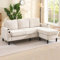 JIANFA L-förmiges Couchsofa, Ecksofa 3-Sitzer-Sofa, Sektionalsofa Couches mit USB, Getränkehalter, für Wohnung Wohnzimmer (Grau) (Beige + Stoff + 4 Sitzer)