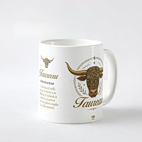Callvin HOROSCUP – Mug Interactif Horoscope Quotidien | Tasse NFC | Cadeau Zodiaque – Taureau – Made in France