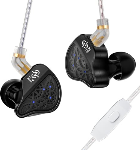 KINBOOFI CCZ CZ10 IEM Kopfhörer mit Mikrofon 4BA+1DD In Ear Monitor HiFi kabelgebundene Ohrhörer mit 10-mm Doppelmagneten PET Dynamiktrieb Gaming Ohrhörer mit abnehmbarem 2-Pin-Kabel