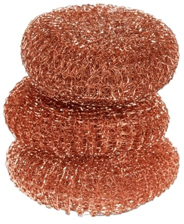 Lot de 3 Éponges en Cuivre 100% Pur – Ne Rouille Pas – Nettoyage Doux et Efficace pour INOX, Casseroles, Poêles et Évier – Anti-Rayures, Réutilisables et Durables