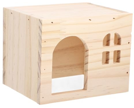 VILLCASE Holzhaus für Meerschweinchen Versteck aus Holz Kleines Haustierhaus Naturmaterial Bissfest Robust Sicher Attraktiv Langlebig