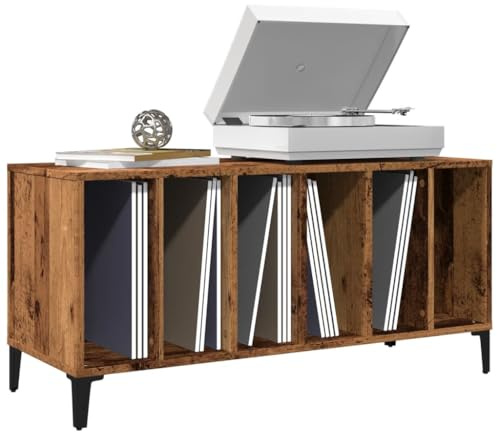 QJBSAVVA Altholz Sideboard 100x38x48 cm aus Holzwerkstoff und Metall Vintage Aktenschrank mit Stauraum und Metallbeinen Retro für Wohnzimmer Büro Flur Schlafzimmer