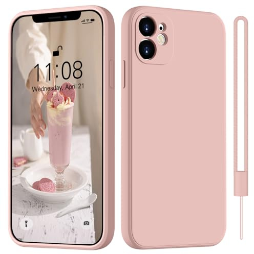 HGH für iPhone 11 Hülle Silikon mit Lanyard, Rosa | Handyhülle für iPhone 11 Dünn Rundumschutz mit Microfiber-Innenfutter Kratzfest Schutzhülle Case 6.1